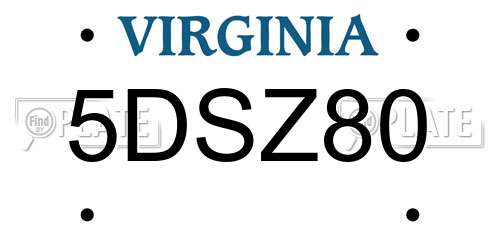 5DSZ80 Virginia License Plate