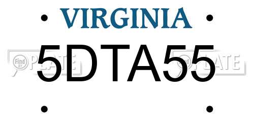 5DTA55 Virginia License Plate