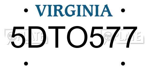 5DTO577 Virginia License Plate