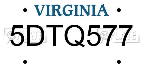 5DTQ577 Virginia License Plate