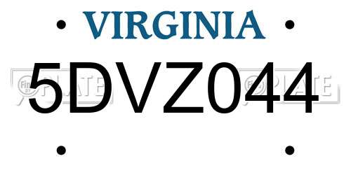 5DVZ044 Virginia License Plate