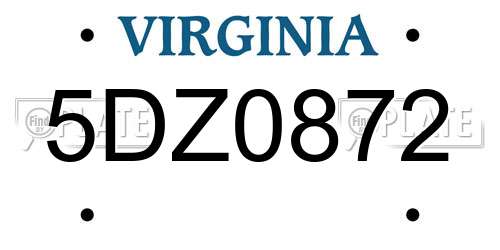 5DZ0872 Virginia License Plate