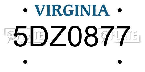 5DZ0877 Virginia License Plate