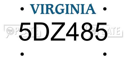5DZ485 Virginia License Plate