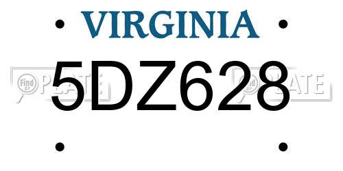 5DZ628 Virginia License Plate
