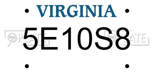 5E10S8 Virginia License Plate