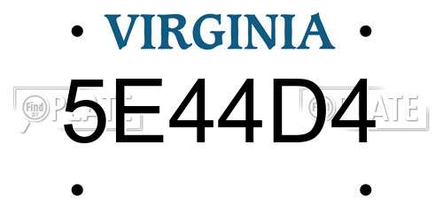 5E44D4 Virginia License Plate
