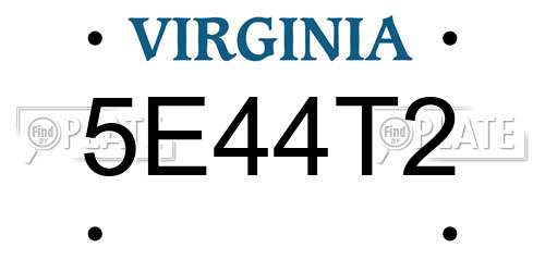 5E44T2 Virginia License Plate