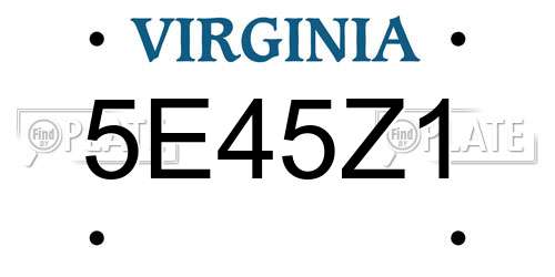 5E45Z1 Virginia License Plate