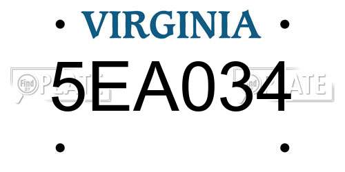 5EA034 Virginia License Plate