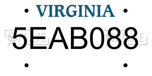 5EAB088 Virginia License Plate