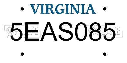 5EAS085 Virginia License Plate