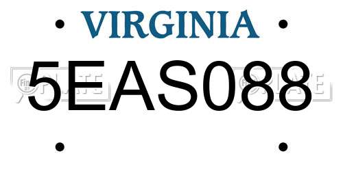 5EAS088 Virginia License Plate