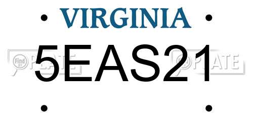 5EAS21 Virginia License Plate