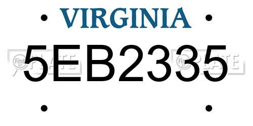 5EB2335 Virginia License Plate