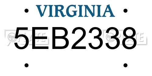 5EB2338 Virginia License Plate