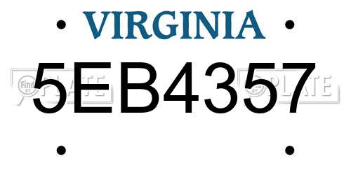 5EB4357 Virginia License Plate