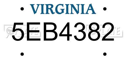 5EB4382 Virginia License Plate