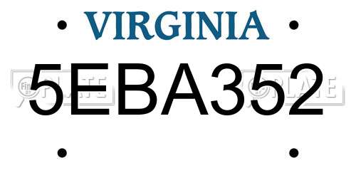 5EBA352 Virginia License Plate