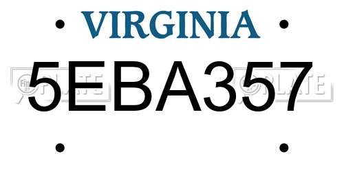 5EBA357 Virginia License Plate