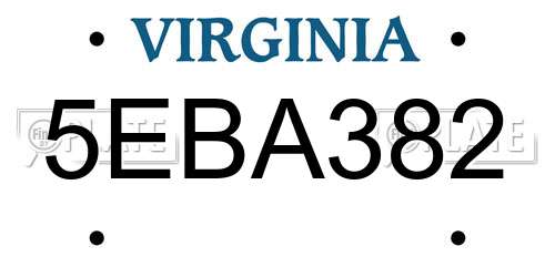5EBA382 Virginia License Plate