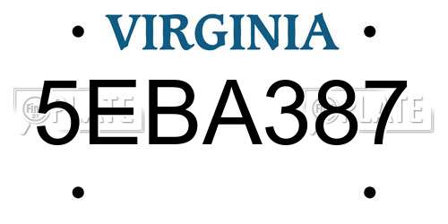 5EBA387 Virginia License Plate