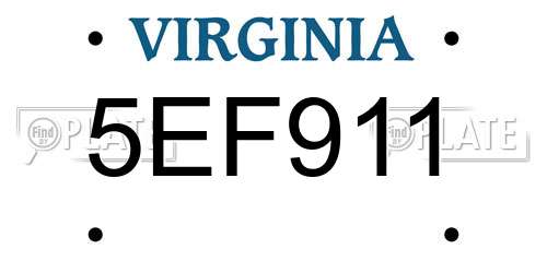 5EF911 Virginia License Plate