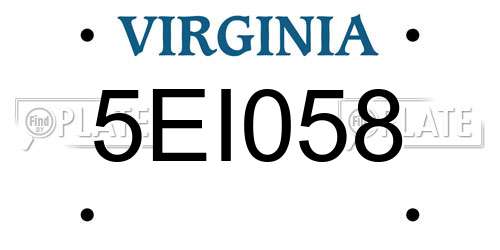 5EI058 Virginia License Plate