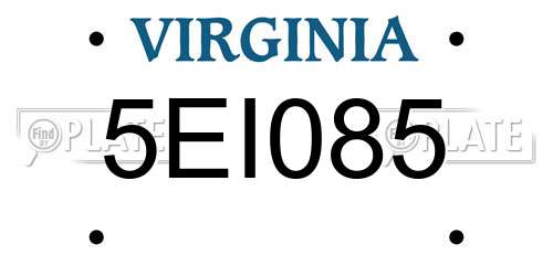 5EI085 Virginia License Plate