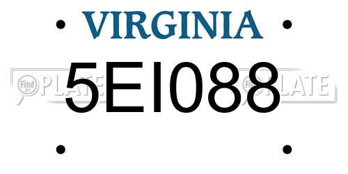 5EI088 Virginia License Plate