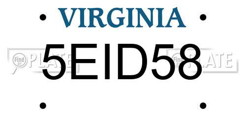 5EID58 Virginia License Plate