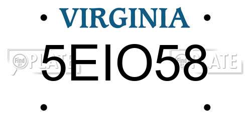 5EIO58 Virginia License Plate