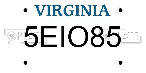 5EIO85 Virginia License Plate