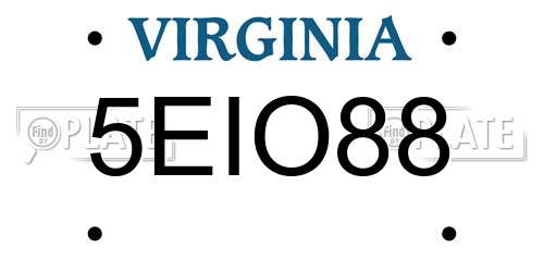 5EIO88 Virginia License Plate