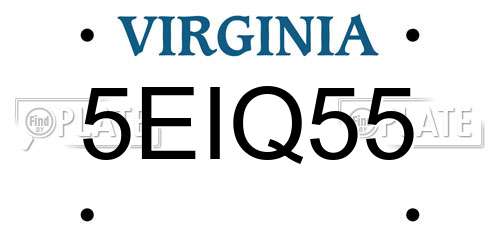 5EIQ55 Virginia License Plate