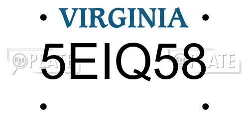 5EIQ58 Virginia License Plate