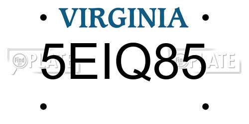 5EIQ85 Virginia License Plate