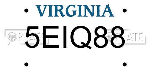 5EIQ88 Virginia License Plate