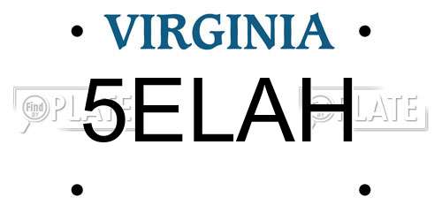 5ELAH Virginia License Plate