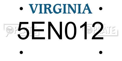 5EN012 Virginia License Plate