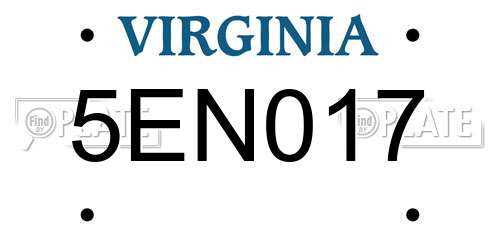 5EN017 Virginia License Plate