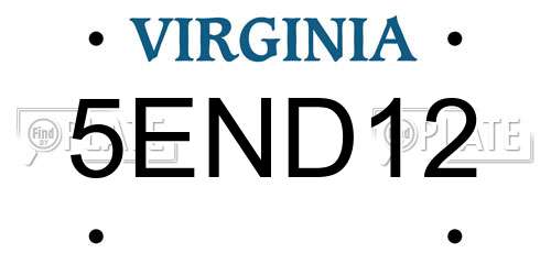 5END12 Virginia License Plate
