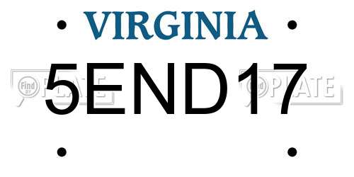5END17 Virginia License Plate
