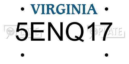 5ENQ17 Virginia License Plate