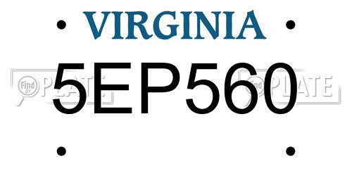 5EP560 Virginia License Plate