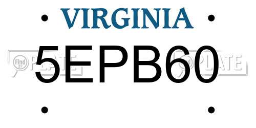 5EPB60 Virginia License Plate