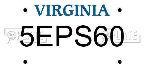 5EPS60 Virginia License Plate