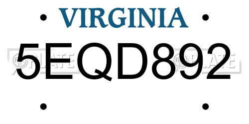 5EQD892 Virginia License Plate