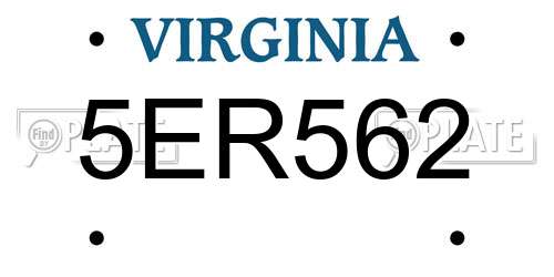 5ER562 Virginia License Plate