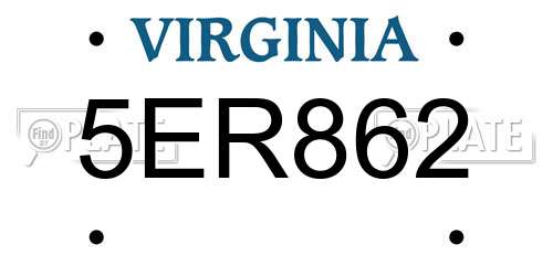 5ER862 Virginia License Plate